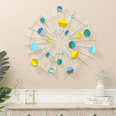 Multi-Color Discs & White Web Metal Abstract Wall Decor