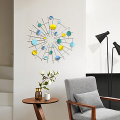 Multi-Color Discs & White Web Metal Abstract Wall Decor