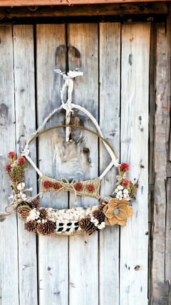 10“ Mountain’s Edge Macrame Wreath with Dried Flowers Wall Decor